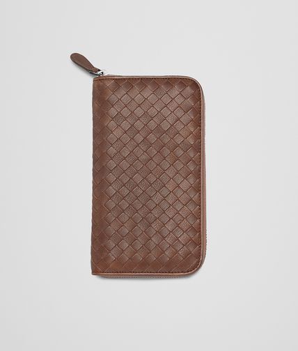BOTTEGA VENETA - Edoardo Burnt Red Intrecciato Washed Vintage Zip Around Wallet