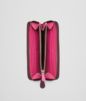 Bottega Veneta® Aubergine Rosa Shock Intrecciato Washed Vintage Zip Around Wallet Bottega Veneta® Aubergine Rosa Shock Intrecciato Washed Vintage Zip Around Wallet