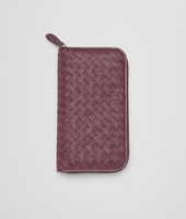 Bottega Veneta® Aubergine Rosa Shock Intrecciato Washed Vintage Zip Around Wallet Bottega Veneta® Aubergine Rosa Shock Intrecciato Washed Vintage Zip Around Wallet