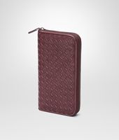Bottega Veneta® Aubergine Rosa Shock Intrecciato Washed Vintage Zip Around Wallet Bottega Veneta® Aubergine Rosa Shock Intrecciato Washed Vintage Zip Around Wallet
