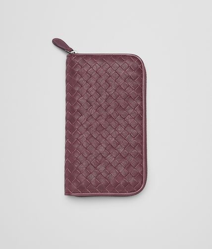 BOTTEGA VENETA - Aubergine Rosa Shock Intrecciato Washed Vintage Zip Around Wallet