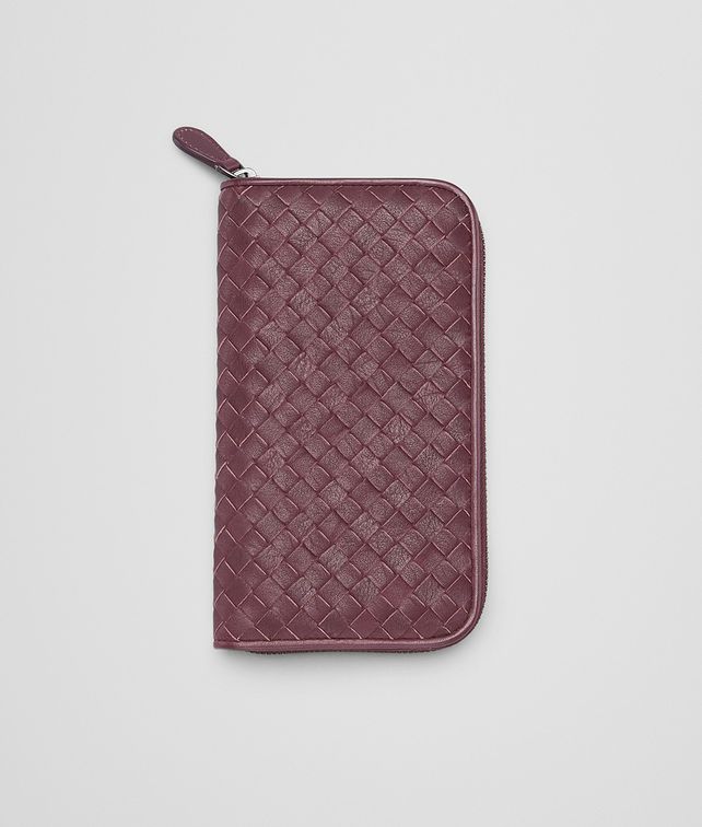 BOTTEGA VENETA Aubergine Rosa Shock Intrecciato Washed Vintage Zip Around Wallet Zip Around Wallet E fp