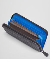 Bottega Veneta® Nero Signal Blue Intrecciato Washed Vintage Zip Around Wallet Bottega Veneta® Nero Signal Blue Intrecciato Washed Vintage Zip Around Wallet