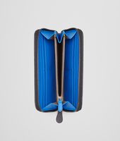 Bottega Veneta® Nero Signal Blue Intrecciato Washed Vintage Zip Around Wallet Bottega Veneta® Nero Signal Blue Intrecciato Washed Vintage Zip Around Wallet