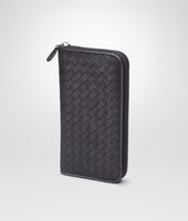Bottega Veneta® Nero Signal Blue Intrecciato Washed Vintage Zip Around Wallet Bottega Veneta® Nero Signal Blue Intrecciato Washed Vintage Zip Around Wallet
