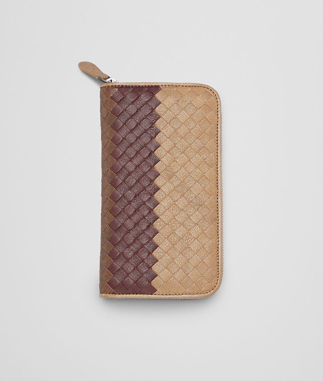 BOTTEGA VENETA New Bronze Aubergine Edoardo Intrecciato Club Fumé Zip Around Wallet Zip Around Wallet U fp