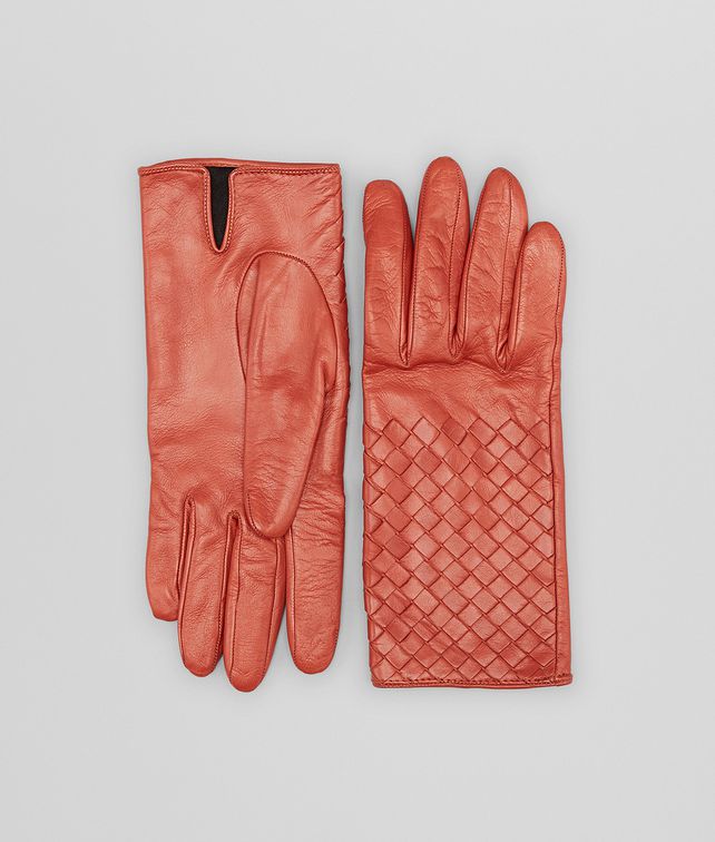 BOTTEGA VENETA BURNT RED INTRECCIATO NAPPA GLOVES Scarf or other D fp