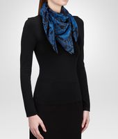 Bottega Veneta® BLACK BLUE SILK FOULARD Bottega Veneta® BLACK BLUE SILK FOULARD