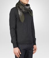 Bottega Veneta® Olive Dark Green Cashmere Wool Silk Scarf Bottega Veneta® Olive Dark Green Cashmere Wool Silk Scarf