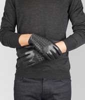 Bottega Veneta® Dark Grey Intrecciato Soft Nappa Gloves Bottega Veneta® Dark Grey Intrecciato Soft Nappa Gloves