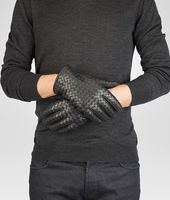 Bottega Veneta® Dark Grey Intrecciato Soft Nappa Gloves Bottega Veneta® Dark Grey Intrecciato Soft Nappa Gloves