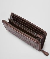 Bottega Veneta® Espresso Intrecciato Cervo Metal Zip Around Wallet Bottega Veneta® Espresso Intrecciato Cervo Metal Zip Around Wallet