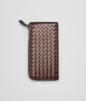 Bottega Veneta® Espresso Intrecciato Cervo Metal Zip Around Wallet Bottega Veneta® Espresso Intrecciato Cervo Metal Zip Around Wallet