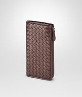 Bottega Veneta® Espresso Intrecciato Cervo Metal Zip Around Wallet Bottega Veneta® Espresso Intrecciato Cervo Metal Zip Around Wallet