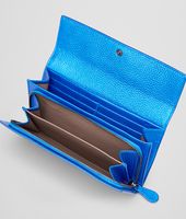 Bottega Veneta® Signal Blue Intrecciato Cervo Metal Continental Wallet Bottega Veneta® Signal Blue Intrecciato Cervo Metal Continental Wallet