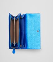 Bottega Veneta® Signal Blue Intrecciato Cervo Metal Continental Wallet Bottega Veneta® Signal Blue Intrecciato Cervo Metal Continental Wallet