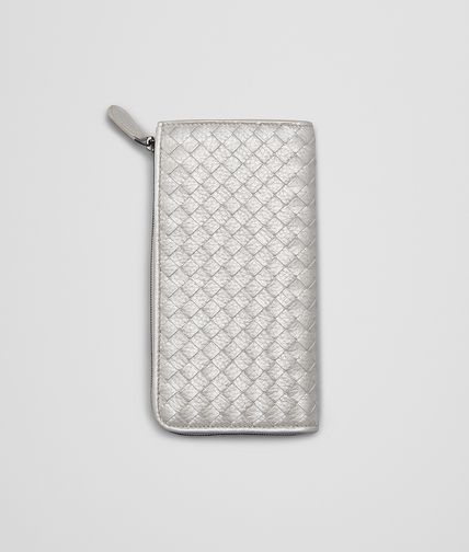 BOTTEGA VENETA - Mist Intrecciato Cervo Metal Zip Around Wallet