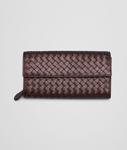 BOTTEGA VENETA - Espresso Intrecciato Cervo Metal Continental Wallet