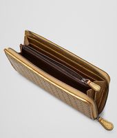 Bottega Veneta® New Bronze Intrecciato Cervo Metal Zip Around Wallet Bottega Veneta® New Bronze Intrecciato Cervo Metal Zip Around Wallet