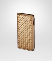 Bottega Veneta® New Bronze Intrecciato Cervo Metal Zip Around Wallet Bottega Veneta® New Bronze Intrecciato Cervo Metal Zip Around Wallet