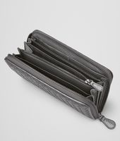Bottega Veneta® New Light Grey Intrecciato Cervo Metal Zip Around Wallet Bottega Veneta® New Light Grey Intrecciato Cervo Metal Zip Around Wallet