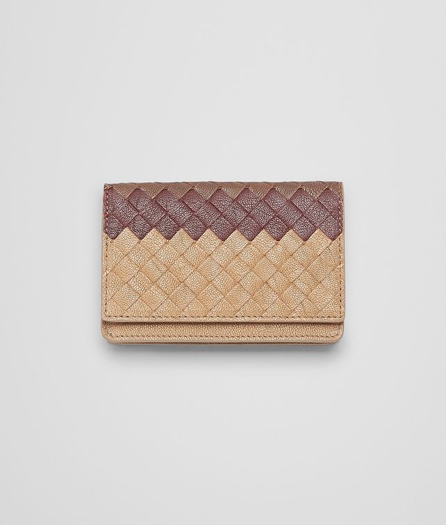 BOTTEGA VENETA PORTE-CARTES NEW BRONZE AUBERGINE EDOARDO EN CUIR CLUB FUMÉ INTRECCIATO Porte-cartes et porte-monnaie U fp