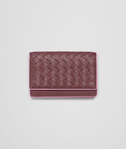 BOTTEGA VENETA - Aubergine Rosa Shock Intrecciato Washed Vintage Card Case