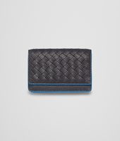 Bottega Veneta® Nero Signal Blue Intrecciato Washed Vintage Card Case Bottega Veneta® Nero Signal Blue Intrecciato Washed Vintage Card Case