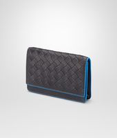 Bottega Veneta® Nero Signal Blue Intrecciato Washed Vintage Card Case Bottega Veneta® Nero Signal Blue Intrecciato Washed Vintage Card Case