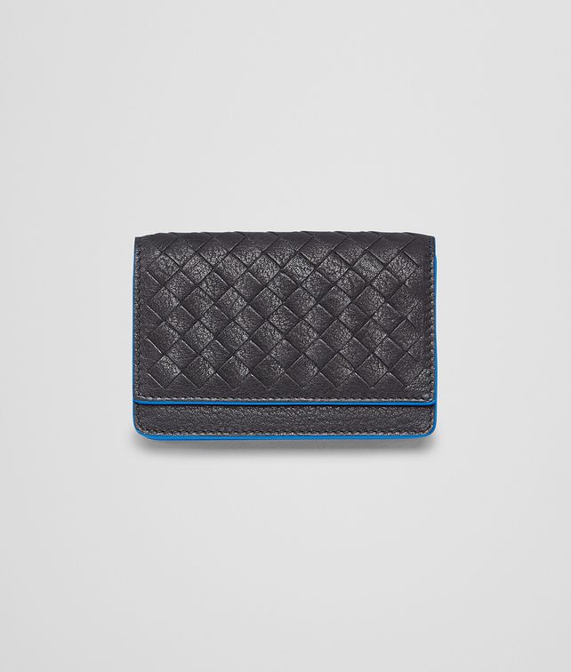 BOTTEGA VENETA Nero Signal Blue Intrecciato Washed Vintage Card Case Card Case or Coin Purse U fp