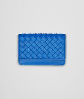 Bottega Veneta® Signal Blue Intrecciato Nappa Card Case Bottega Veneta® Signal Blue Intrecciato Nappa Card Case