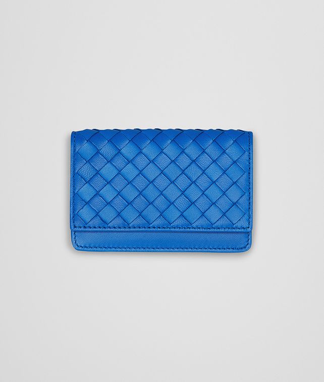 BOTTEGA VENETA PORTE-CARTES SIGNAL BLUE EN NAPPA INTRECCIATO Portefeuille mini D fp