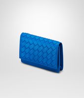 Bottega Veneta® SIGNAL BLUE INTRECCIATO NAPPA CARD CASE Bottega Veneta® SIGNAL BLUE INTRECCIATO NAPPA CARD CASE