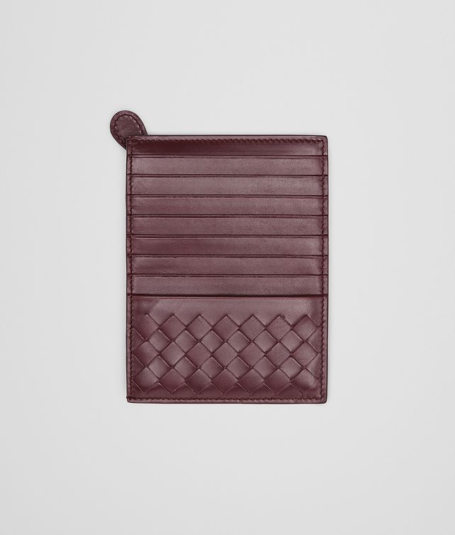 BOTTEGA VENETA AUBERGINE Intrecciato Light Calf CARD CASE Card Case or Coin Purse U fp