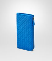 Bottega Veneta® SIGNAL BLUE INTRECCIATO NAPPA ZIP AROUND WALLET Bottega Veneta® SIGNAL BLUE INTRECCIATO NAPPA ZIP AROUND WALLET