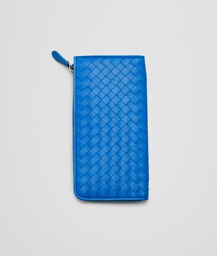 BOTTEGA VENETA - Signal Blue Intrecciato Nappa Zip Around Wallet