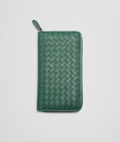 Bottega Veneta® EMERALD GREEN Intrecciato Washed Lambskin ZIP AROUND WALLET Bottega Veneta® EMERALD GREEN Intrecciato Washed Lambskin ZIP AROUND WALLET