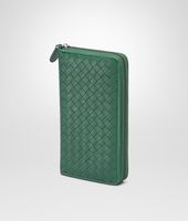 Bottega Veneta® EMERALD GREEN Intrecciato Washed Lambskin ZIP AROUND WALLET Bottega Veneta® EMERALD GREEN Intrecciato Washed Lambskin ZIP AROUND WALLET