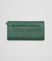 Bottega Veneta® EMERALD GREEN Intrecciato Washed Lambskin CONTINENTAL WALLET Bottega Veneta® EMERALD GREEN Intrecciato Washed Lambskin CONTINENTAL WALLET
