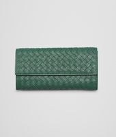 Bottega Veneta® EMERALD GREEN Intrecciato Washed Lambskin CONTINENTAL WALLET Bottega Veneta® EMERALD GREEN Intrecciato Washed Lambskin CONTINENTAL WALLET