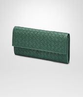 Bottega Veneta® EMERALD GREEN Intrecciato Washed Lambskin CONTINENTAL WALLET Bottega Veneta® EMERALD GREEN Intrecciato Washed Lambskin CONTINENTAL WALLET