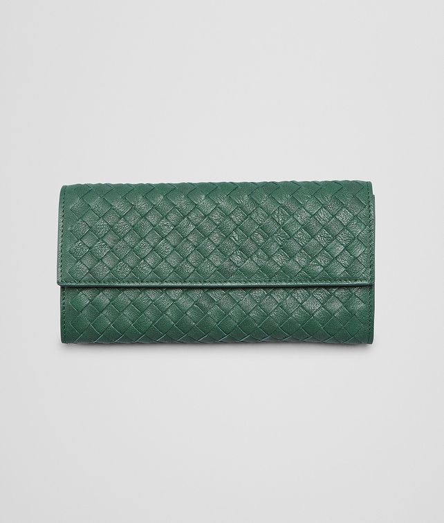BOTTEGA VENETA EMERALD GREEN Intrecciato Washed Lambskin CONTINENTAL WALLET Continental Wallet D fp
