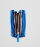 Bottega Veneta® SIGNAL BLUE INTRECCIATO NAPPA ZIP AROUND WALLET Bottega Veneta® SIGNAL BLUE INTRECCIATO NAPPA ZIP AROUND WALLET