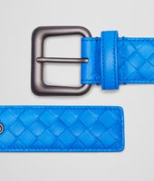 Bottega Veneta® SIGNAL BLUE INTRECCIATO NAPPA BELT Bottega Veneta® SIGNAL BLUE INTRECCIATO NAPPA BELT