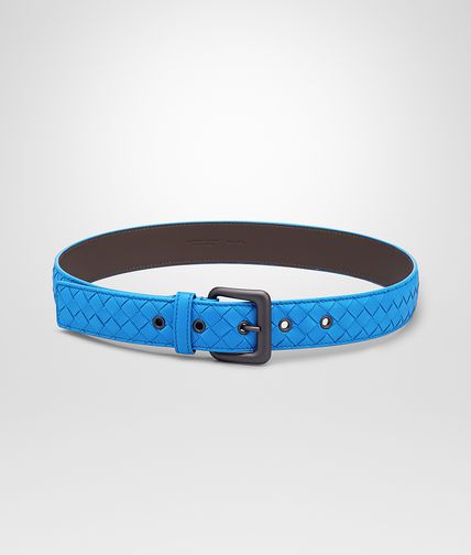 BOTTEGA VENETA - CEINTURE SIGNAL BLUE EN NAPPA INTRECCIATO