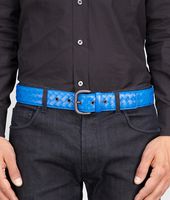 Bottega Veneta® Signal Blue Intrecciato Vn Belt Bottega Veneta® Signal Blue Intrecciato Vn Belt