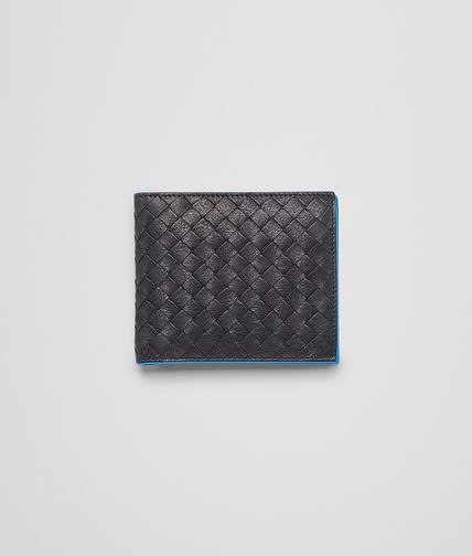 BOTTEGA VENETA - Nero Signal Blue Intrecciato Washed Vintage Wallet
