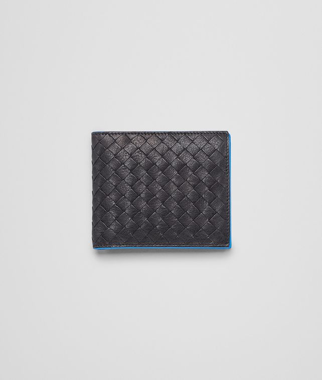BOTTEGA VENETA Nero Signal Blue Intrecciato Washed Vintage Wallet Bi-fold Wallet U fp