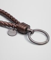 Bottega Veneta® Espresso Intrecciato Cervo Metal Key Ring Bottega Veneta® Espresso Intrecciato Cervo Metal Key Ring