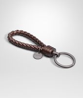 Bottega Veneta® Espresso Intrecciato Cervo Metal Key Ring Bottega Veneta® Espresso Intrecciato Cervo Metal Key Ring